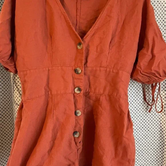 Urban Outfitters Burnt Orange Romper Dress - Picture 3 of 5